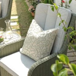 Hampshire 2-Seater Round Wicker Reclining Bistro Set With Stools, Desert Sage -Daals OD BISTR 108 GREEN scene7