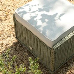 Hampshire 2-Seater Round Wicker Reclining Bistro Set With Stools, Desert Sage -Daals OD BISTR 108 GREEN scene8