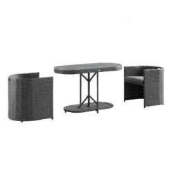 Granchester Rattan Balcony Bistro Set, Grey 20 Granchester Rattan Balcony Bistro Set, Grey -Daals OD BISTR 7034 DARKGREY WB3