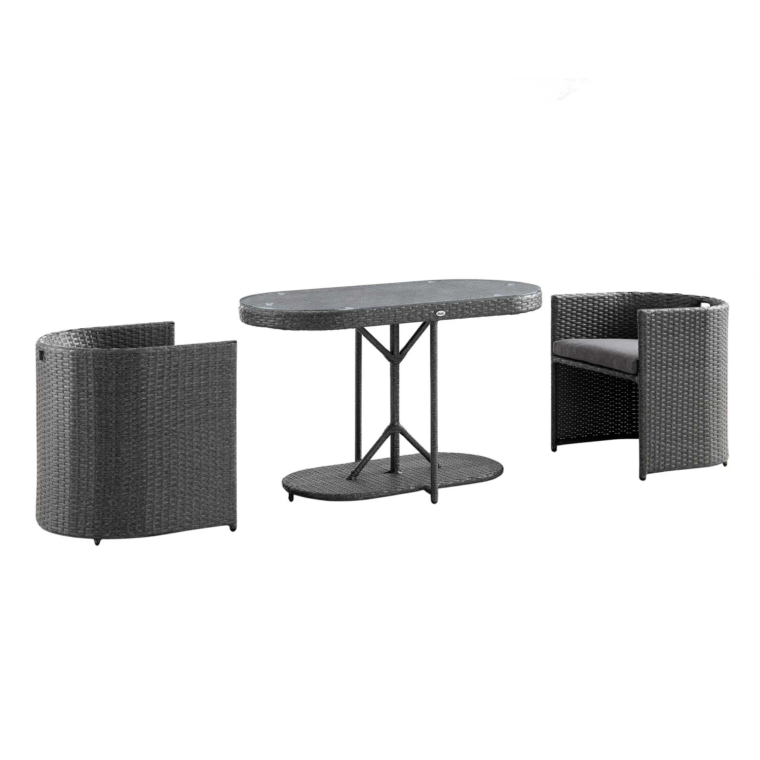 Granchester Rattan Balcony Bistro Set, Grey 8 Granchester Rattan Balcony Bistro Set, Grey - Image 8