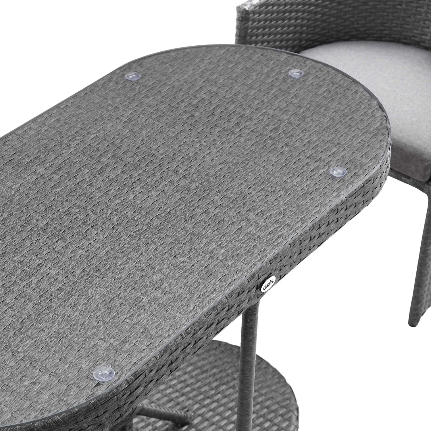 Granchester Rattan Balcony Bistro Set, Grey 11 Granchester Rattan Balcony Bistro Set, Grey - Image 11