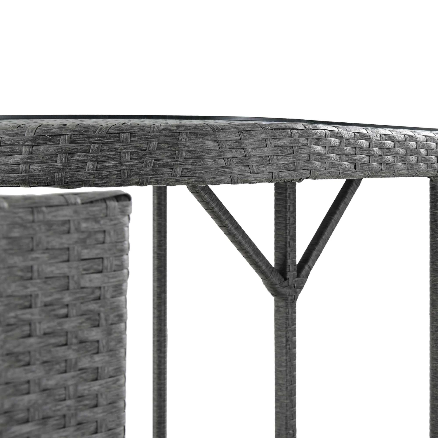 Granchester Rattan Balcony Bistro Set, Grey 13 Granchester Rattan Balcony Bistro Set, Grey - Image 13