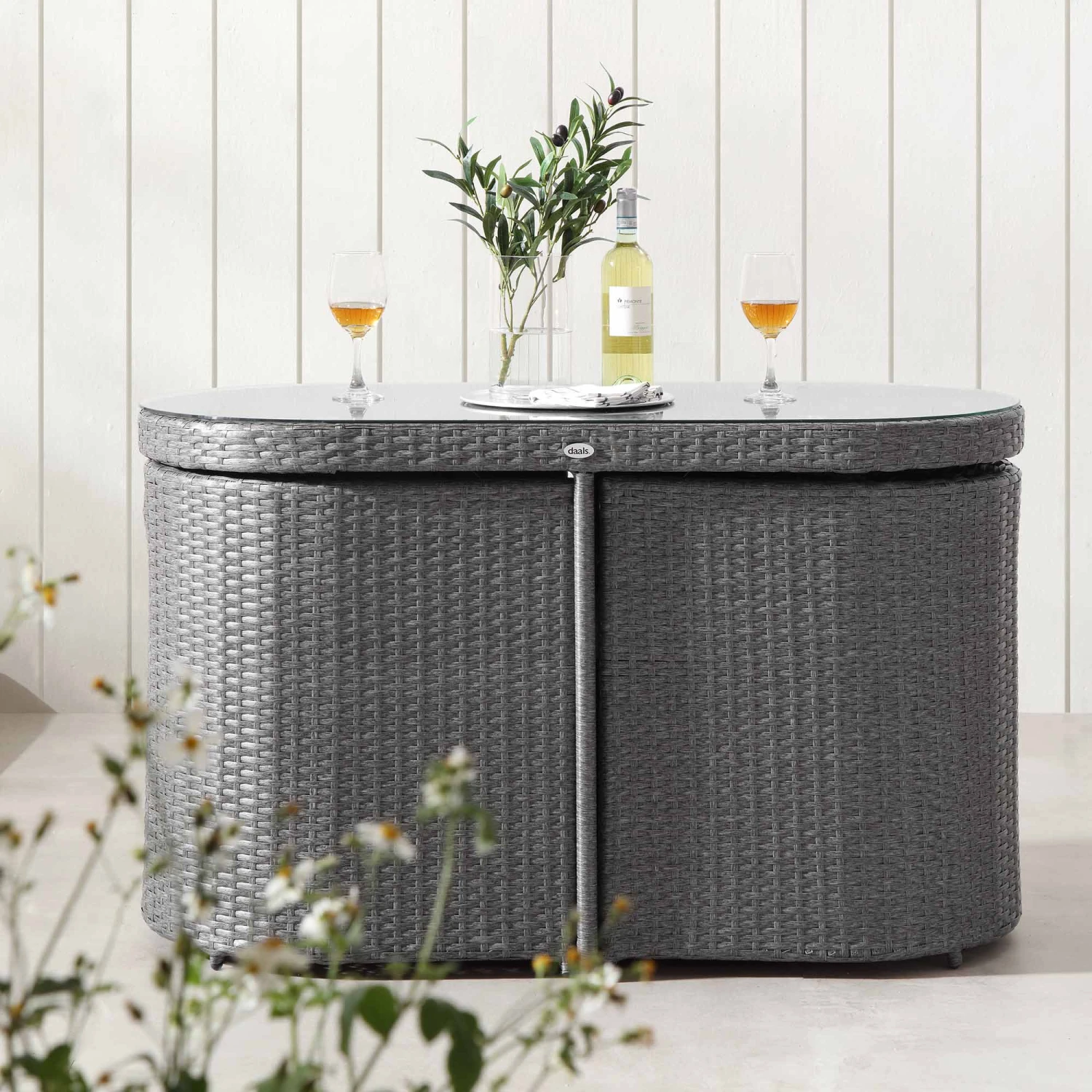 Granchester Rattan Balcony Bistro Set, Grey 2 Granchester Rattan Balcony Bistro Set, Grey - Image 2