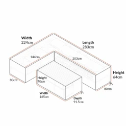 Cover For Calabasas Large Outdoor Fabric And Aluminium Corner Casual Dining Set -Daals OD COVER 1027 CHART