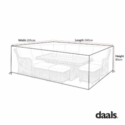 Cover For Hampshire Large Corner Round Wicker Rattan Casual Dining Set -Daals OD COVER 288 CHART