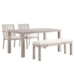 Earlswood Aluminium Washed Wood Effect Dining Set With Bench -Daals OD DINE 1001 NAT WB1