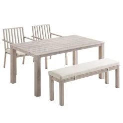 Earlswood Aluminium Washed Wood Effect Dining Set With Bench -Daals OD DINE 1001 NAT WB2