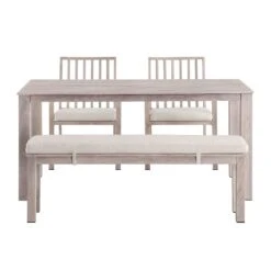 Earlswood Aluminium Washed Wood Effect Dining Set With Bench -Daals OD DINE 1001 NAT WB4