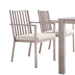 Earlswood Aluminium Washed Wood Effect Dining Set With Bench -Daals OD DINE 1001 NAT detail1