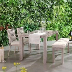 Earlswood Aluminium Washed Wood Effect Dining Set With Bench -Daals OD DINE 1001 NAT scene2