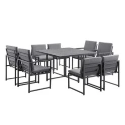 Albany Aluminium 9-Piece Outdoor Cube Dining Set, Grey -Daals OD DINE 1024 GREY WB1