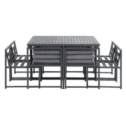 Albany Aluminium 9-Piece Outdoor Cube Dining Set, Grey -Daals OD DINE 1024 GREY WB5