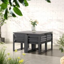 Albany Aluminium 9-Piece Outdoor Cube Dining Set, Grey -Daals OD DINE 1024 GREY scene2