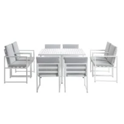 Albany Aluminium 9-Piece Outdoor Cube Dining Set, White -Daals OD DINE 1024 WHITE WB2