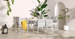 Albany Aluminium 9-Piece Outdoor Cube Dining Set, White -Daals OD DINE 1024 WHITE scene3