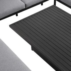 Calabasas Large Outdoor Fabric And Aluminium Corner Casual Dining Set With Rising Table, Dark Grey -Daals OD DINE 1027 DARKGREY detail3