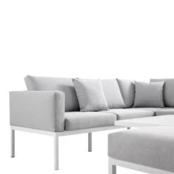 Calabasas Large Outdoor Fabric And Aluminium Corner Casual Dining Set With Rising Table, Light Grey -Daals OD DINE 1027 LIGHTGREY detail2