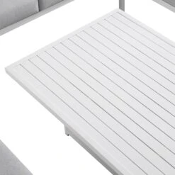 Calabasas Large Outdoor Fabric And Aluminium Corner Casual Dining Set With Rising Table, Light Grey -Daals OD DINE 1027 LIGHTGREY detail4