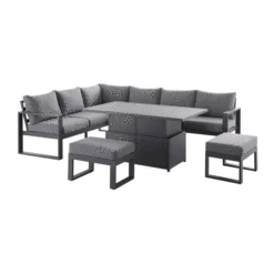 Albany Aluminium Large Corner Casual Dining Set With Rising Table, Grey -Daals OD DINE 1045 GIF