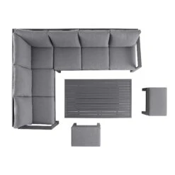 Albany Aluminium Large Corner Casual Dining Set With Rising Table, Grey -Daals OD DINE 1045 GREY WB3