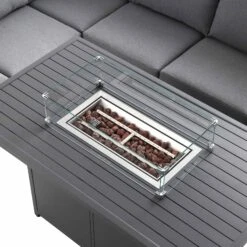 Albany Aluminium Large Corner Casual Dining Set With Firepit Table, Grey -Daals OD DINE 1046 GREY detail4