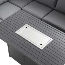 Albany Aluminium Large Corner Casual Dining Set With Firepit Table, Grey -Daals OD DINE 1046 GREY detail5