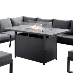 Albany Aluminium Large Corner Casual Dining Set With Firepit Table, Grey -Daals OD DINE 1046 GREY detail9