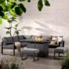 Albany Aluminium Large Corner Casual Dining Set With Firepit Table, Grey