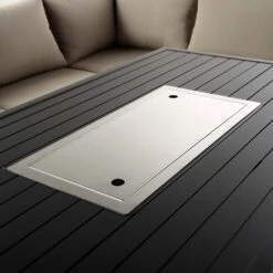 Albany Aluminium Large Corner Casual Dining Set With Firepit Table, Taupe -Daals OD DINE 1046 TAUPE detail4