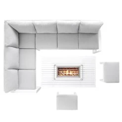 Albany Aluminium Large Corner Casual Dining Set With Firepit Table, White 20 Albany Aluminium Large Corner Casual Dining Set With Firepit Table, White -Daals OD DINE 1046 WHITE WB2