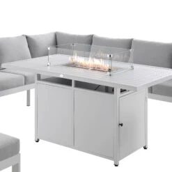 Albany Aluminium Large Corner Casual Dining Set With Firepit Table, White 26 Albany Aluminium Large Corner Casual Dining Set With Firepit Table, White -Daals OD DINE 1046 WHITE detail3