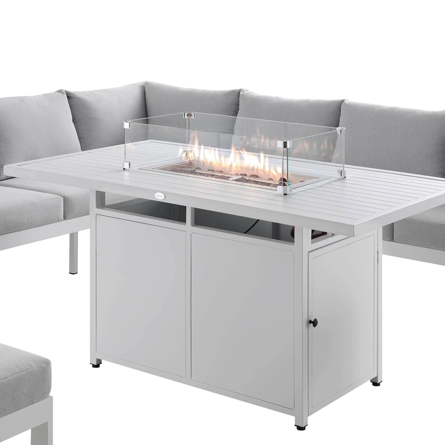 Albany Aluminium Large Corner Casual Dining Set With Firepit Table, White 11 Albany Aluminium Large Corner Casual Dining Set With Firepit Table, White - Image 11