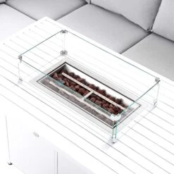 Albany Aluminium Large Corner Casual Dining Set With Firepit Table, White 29 Albany Aluminium Large Corner Casual Dining Set With Firepit Table, White -Daals OD DINE 1046 WHITE detail6