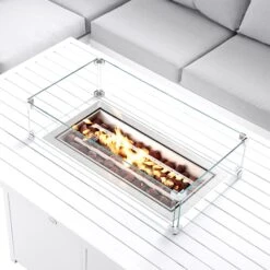 Albany Aluminium Large Corner Casual Dining Set With Firepit Table, White 31 Albany Aluminium Large Corner Casual Dining Set With Firepit Table, White -Daals OD DINE 1046 WHITE detail8