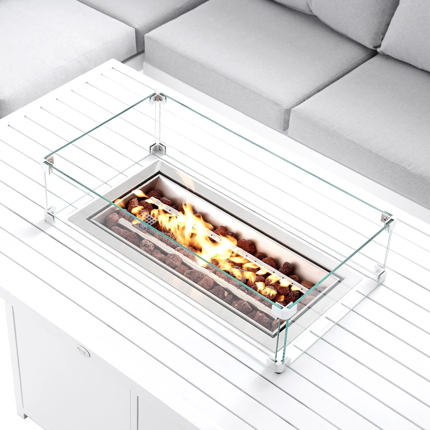 Albany Aluminium Large Corner Casual Dining Set With Firepit Table, White 16 Albany Aluminium Large Corner Casual Dining Set With Firepit Table, White - Image 16