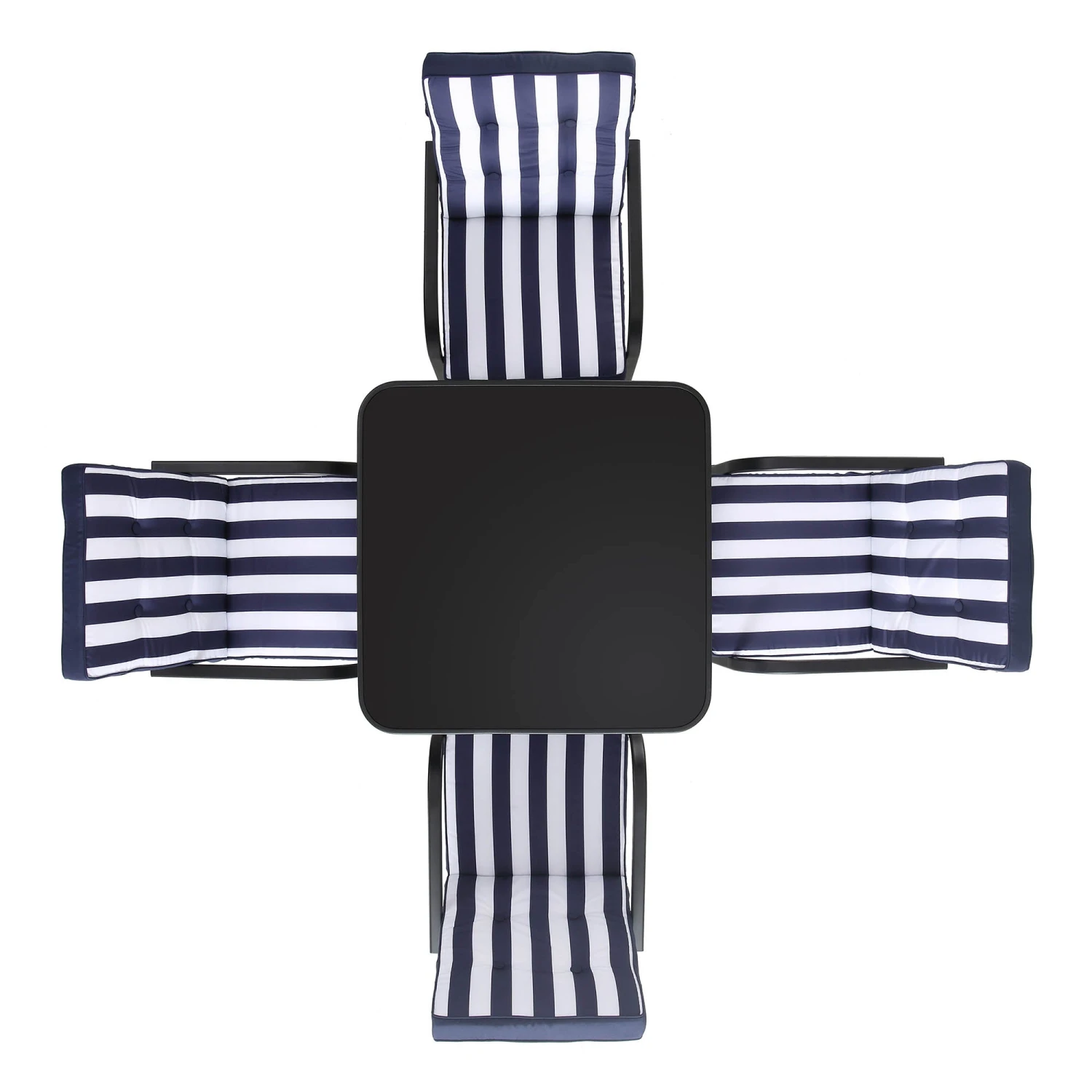 Champneys 4-Seater Steel And Fabric Outdoor Patio Dining Set With Parasol, Navy Blue 7 Champneys 4-Seater Steel And Fabric Outdoor Patio Dining Set With Parasol, Navy Blue - Image 7