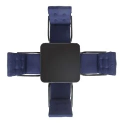 Champneys 4-Seater Steel And Fabric Outdoor Patio Dining Set With Parasol, Navy Blue 18 Champneys 4-Seater Steel And Fabric Outdoor Patio Dining Set With Parasol, Navy Blue -Daals OD DINE 1048 BLUE WB3