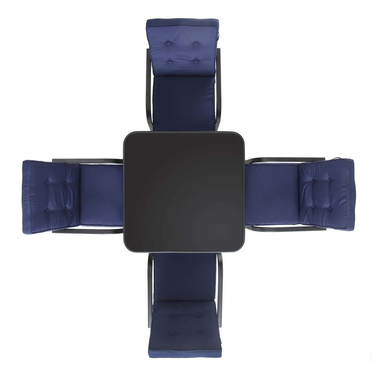 Champneys 4-Seater Steel And Fabric Outdoor Patio Dining Set With Parasol, Navy Blue 8 Champneys 4-Seater Steel And Fabric Outdoor Patio Dining Set With Parasol, Navy Blue - Image 8