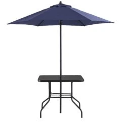 Champneys 4-Seater Steel And Fabric Outdoor Patio Dining Set With Parasol, Navy Blue 21 Champneys 4-Seater Steel And Fabric Outdoor Patio Dining Set With Parasol, Navy Blue -Daals OD DINE 1048 BLUE WB6