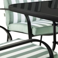 Champneys 4-Seater Steel And Fabric Outdoor Patio Dining Set With Parasol, Sage Green -Daals OD DINE 1048 SAGE detail1