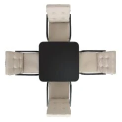 Champneys 4 Seater Steel And Fabric Outdoor Patio Dining Set With Parasol, Taupe -Daals OD DINE 1048 TAUPE WB3