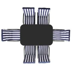 Champneys 6-Seater Steel And Fabric Outdoor Patio Dining Set With Crank Parasol, Blue 22 Champneys 6-Seater Steel And Fabric Outdoor Patio Dining Set With Crank Parasol, Blue -Daals OD DINE 1049 BLUE WB3