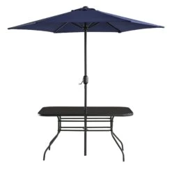 Champneys 6-Seater Steel And Fabric Outdoor Patio Dining Set With Crank Parasol, Blue 24 Champneys 6-Seater Steel And Fabric Outdoor Patio Dining Set With Crank Parasol, Blue -Daals OD DINE 1049 BLUE WB5