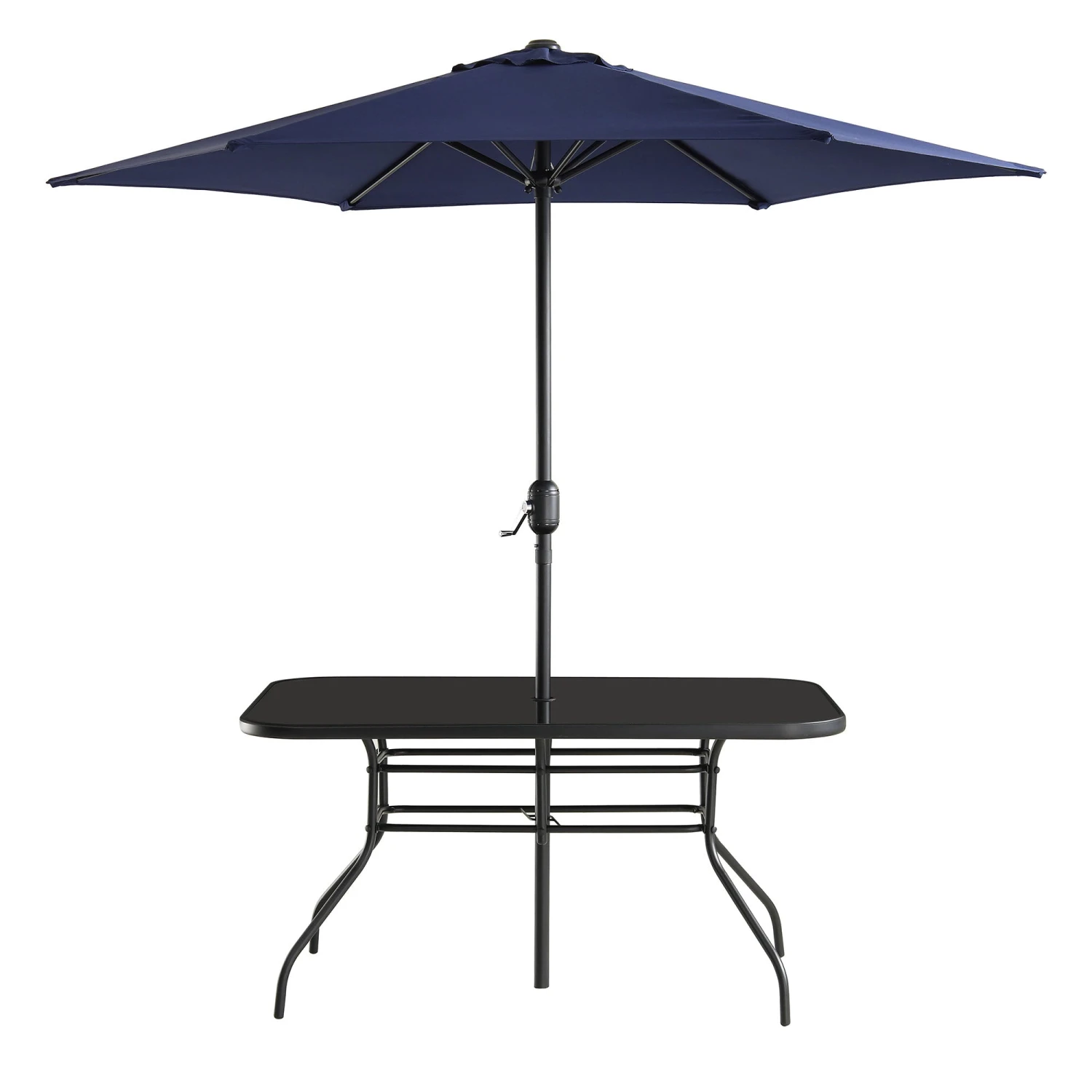 Champneys 6-Seater Steel And Fabric Outdoor Patio Dining Set With Crank Parasol, Blue 10 Champneys 6-Seater Steel And Fabric Outdoor Patio Dining Set With Crank Parasol, Blue - Image 10