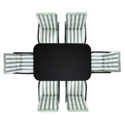 Champneys 6-Seater Steel And Fabric Outdoor Patio Dining Set With Crank Parasol, Sage Green -Daals OD DINE 1049 SAGE WB2