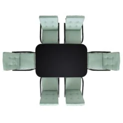 Champneys 6-Seater Steel And Fabric Outdoor Patio Dining Set With Crank Parasol, Sage Green -Daals OD DINE 1049 SAGE WB3