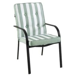 Champneys 6-Seater Steel And Fabric Outdoor Patio Dining Set With Crank Parasol, Sage Green -Daals OD DINE 1049 SAGE WB8