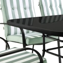 Champneys 6-Seater Steel And Fabric Outdoor Patio Dining Set With Crank Parasol, Sage Green -Daals OD DINE 1049 SAGE detail1