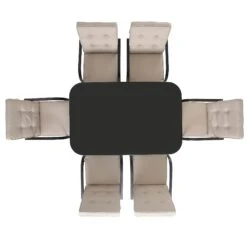 Champneys 6-Seater Steel And Fabric Outdoor Patio Dining Set With Crank Parasol, Taupe -Daals OD DINE 1049 TAUPE WB5