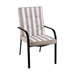 Champneys 6-Seater Steel And Fabric Outdoor Patio Dining Set With Crank Parasol, Taupe -Daals OD DINE 1049 TAUPE WB7